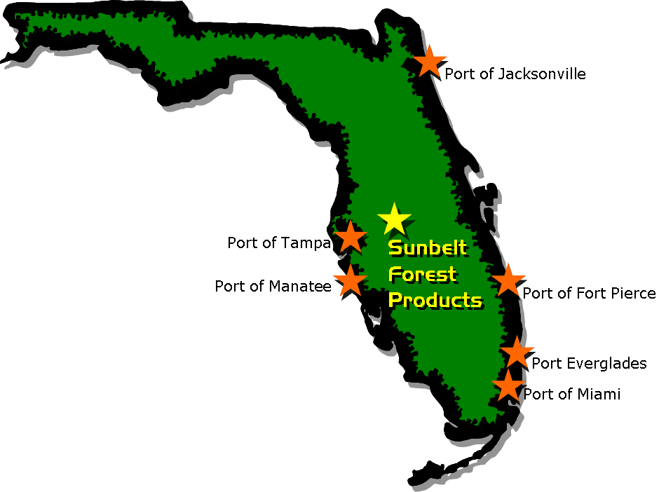 Lumber export Florida map